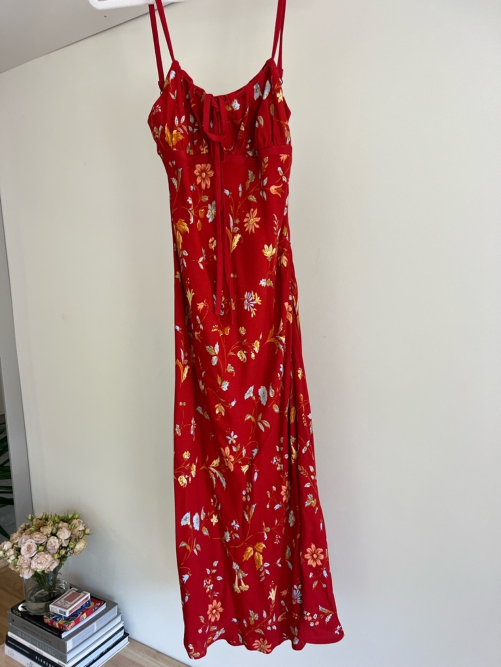 Reformation Red Floral Midi Dress
